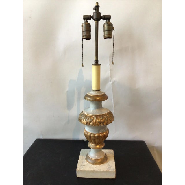 Italian 1850s Italian Gilt Wood Lamps - A Pair For Sale - Image 3 of 9