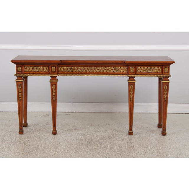 Italian John Widdicomb Italian Inlaid Gold Gilt Console Table For Sale - Image 3 of 18