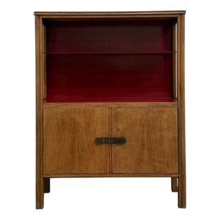 Brazilian Modernist Bookcase in Red Lacquered Wood, 1950s For Sale