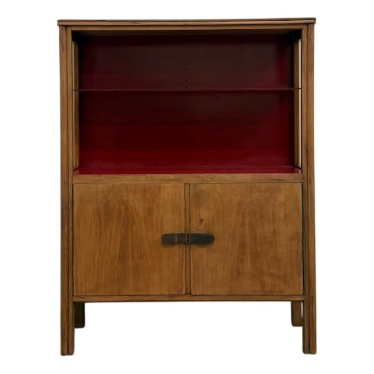 Brazilian Modernist Bookcase in Red Lacquered Wood, 1950s For Sale