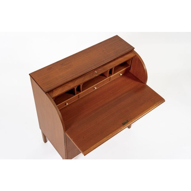 1960s Mid Century Swedish Teak Rolltop Secretary Desk by Egon Ostergaard For Sale - Image 5 of 12
