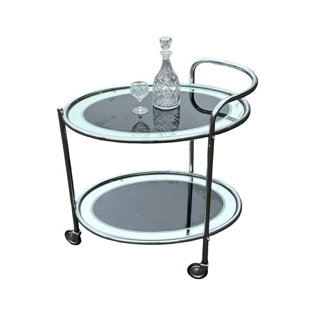 Art Deco Chrome and Black Mirror Drinks Trolley, 1930s For Sale - Image 6 of 8