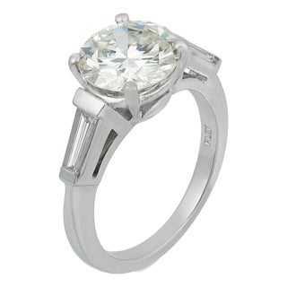 Vintage Gia 2.18 Carat Round Brilliant Cut Diamond Platinum Ring, Size 4.75 For Sale