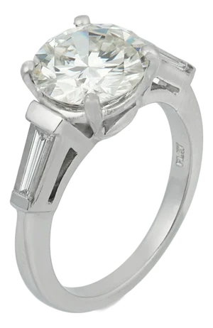 Vintage Gia 2.18 Carat Round Brilliant Cut Diamond Platinum Ring, Size 4.75