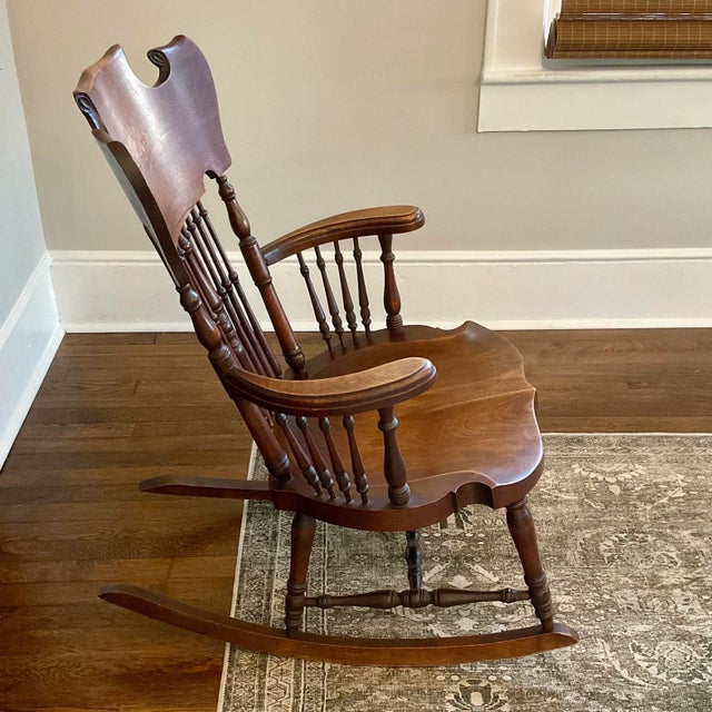 1940s Beautiful Antique Rocking Chair With Mother of Pearl Inset For Sale - Image 5 of 10