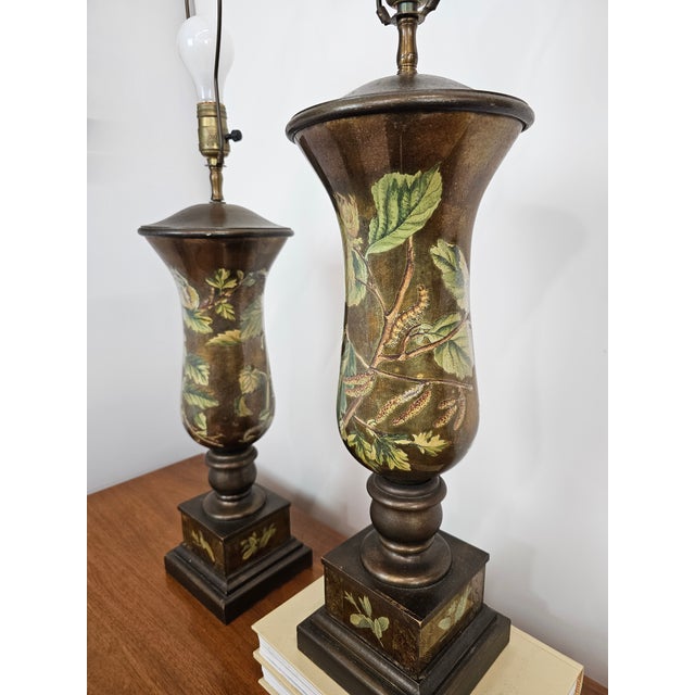 Gold Antique Eglomise Pair of Lamps For Sale - Image 8 of 8