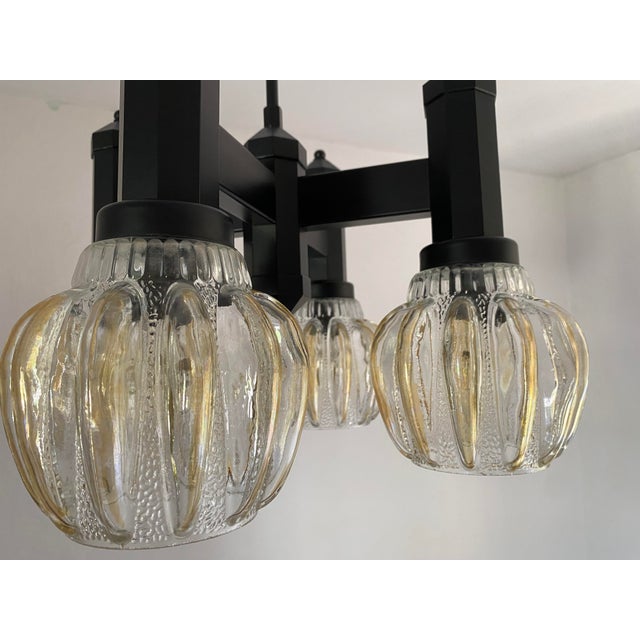Mid-Century Modern Four-Light Chandelier with Glass Shades from Svetila Kozole, Yugoslavia, 1975 For Sale - Image 16 of 18