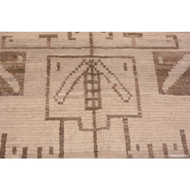 Nazmiyal Collection Neutral Earthy Brown Cream Tribal Geometric Modern Area Rug For Sale In New York - Image 6 of 7