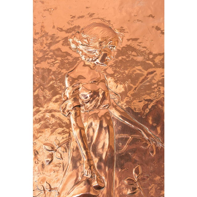 Jugendstil Copper Relief Water Carrier, 1908 For Sale - Image 6 of 9