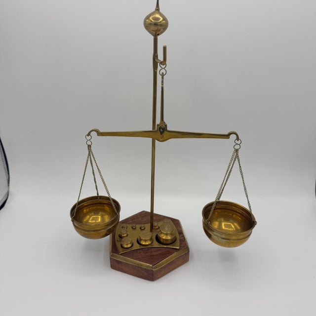 Precision Scale in Brass and Wood, 1920s For Sale - Image 9 of 12