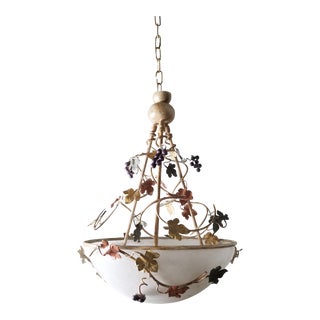 Vintage 1980s Italian Tole Hanging Light Fixture For Sale