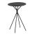 Modern black side table with unique design iron base and round wood top. Great piece for any style interior. Each may vary...