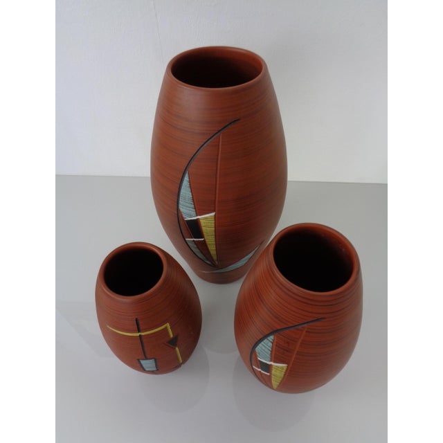 Mid-Century Ceramic Vases from Decora, Germany, 1950s, Set of 3 For Sale - Image 4 of 9