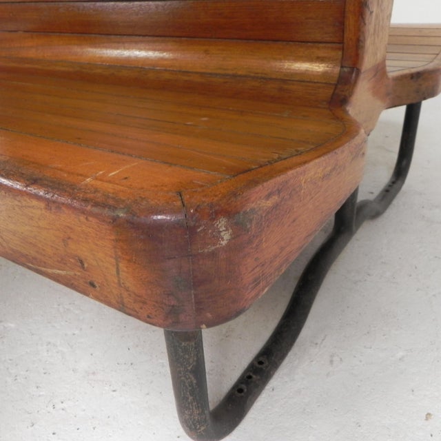 Double-Sided Teak Train Bench, 1930s For Sale - Image 14 of 18