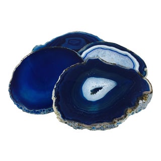 Blue Agate Slice Coasters - Set of 4 For Sale