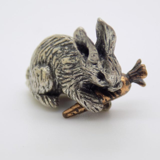 Vintage Italian Handmade Silver and Brass Bunny with Carrot, Italy, 1970s For Sale - Image 3 of 13