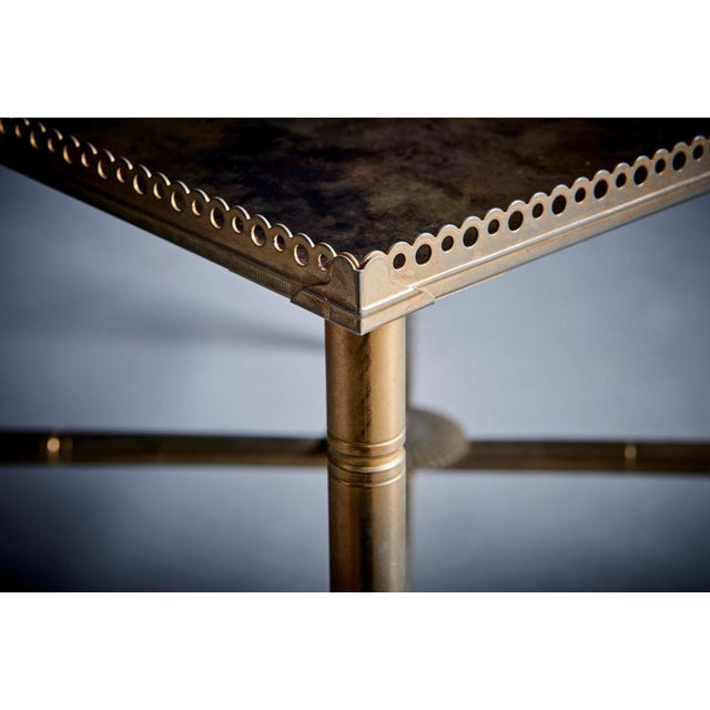 French Brass and Antiqued Mirror Maison Side Table, 1960s For Sale - Image 6 of 12