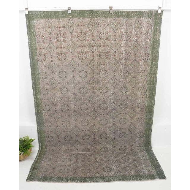 1970s Vintage Turkish Oushak Handmade Wool Cotton Gray Area Rug For Sale - Image 10 of 11