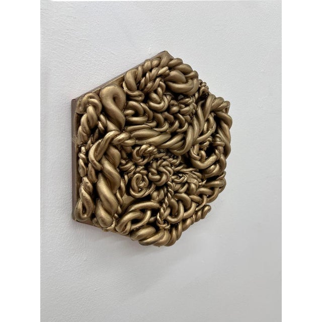 Contemporary Gold #1 Fake Marshmallow Pop Art Wall Sculpture in Clay For Sale - Image 3 of 9