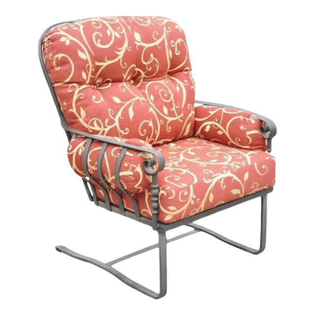 Early 21st Century Meadowcraft Athens Wrought Iron Patio Lounge Chair. Attributed For Sale