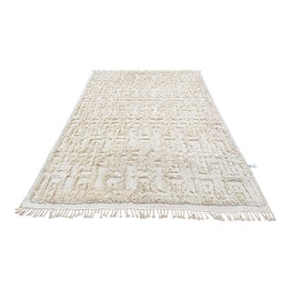 Rh Cabila Wool Rug – 9' × 12' Ivory | 87% Wool & 13% Cotton | Hand-Knotted High-Low Construction (2nd Piece) For Sale