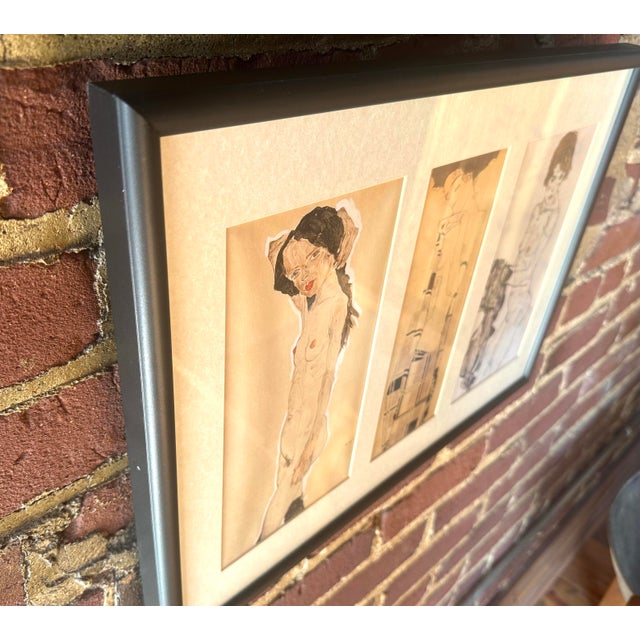 Figurative Egon Schiele Modern Expressionist Nude Triptych For Sale - Image 3 of 9