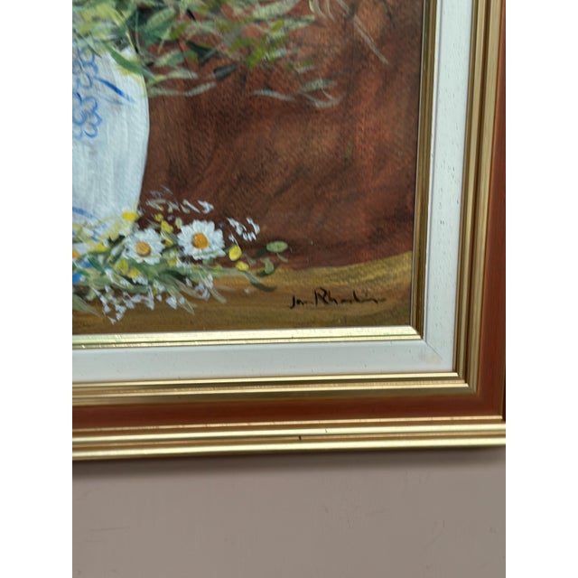 Jan Rhodin, Summer Flowers in a Pot, 1950s, Oil on Panel, Framed For Sale - Image 10 of 17