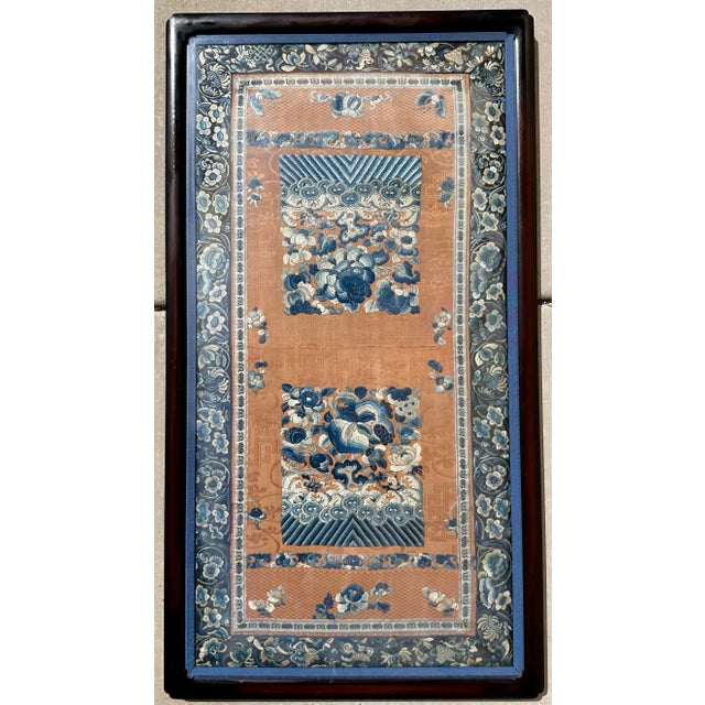 Antique 19th Century Qing Dynasty Chinese Silk Embroidered Chinoiserie Framed Textile Art For Sale - Image 11 of 12