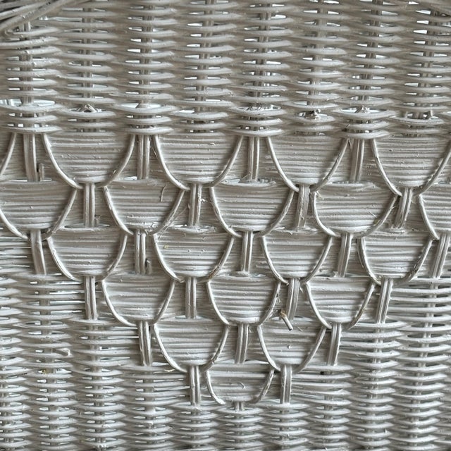 White Mid-20th Century White Wicker Magazine / Book Holder For Sale - Image 8 of 12