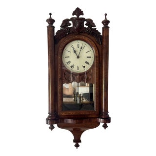 Walnut Drop Dial Wall Clock, 1860 For Sale