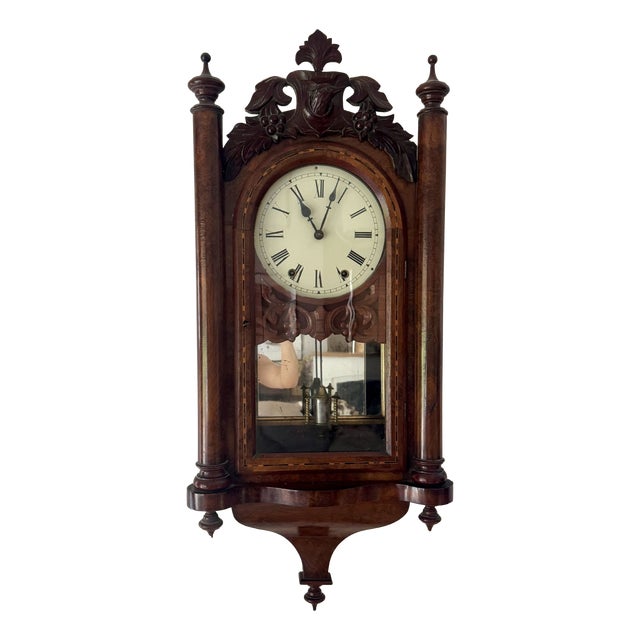 Walnut Drop Dial Wall Clock, 1860 For Sale