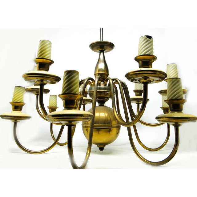 Vintage Metal Chandelier, Poland, 1980s, in Good conditions. Designed 1980 to 1989 European Plug (up to 250V).The wiring...