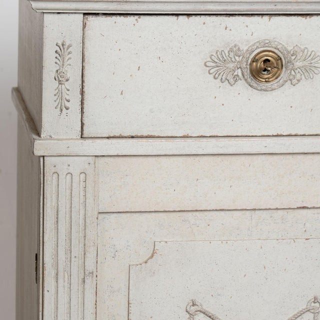 Pair 19th Century Swedish Gustavian White Painted Narrow Cabinets For Sale - Image 11 of 18