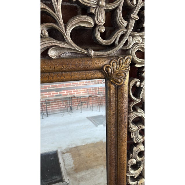 Mid-Century Modern 20th Century Ornately Carved Gilt 6' Wood Wall or Floor Mirror For Sale - Image 3 of 16