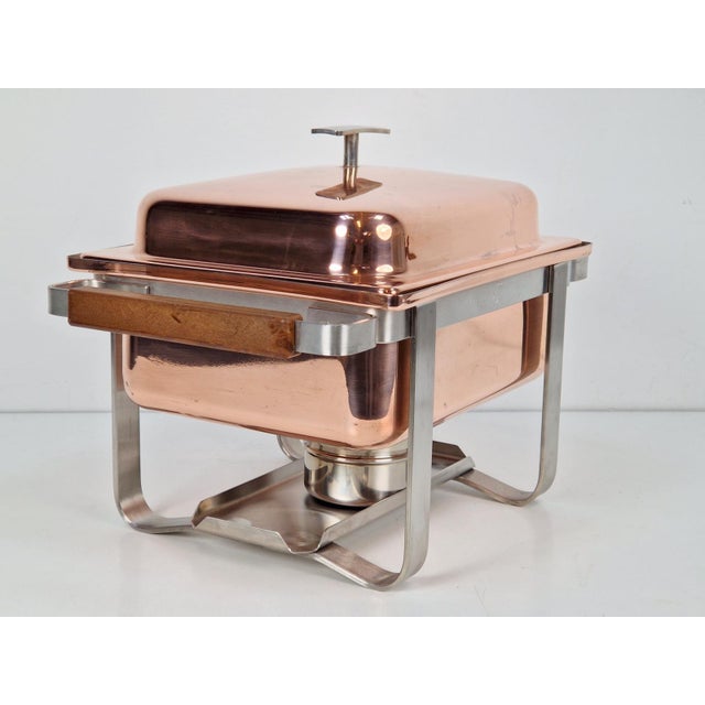 1980s Vintage Copper-Plated Stainless Steel Spring Chafing Dish, Switzerland, 1980s For Sale - Image 5 of 18
