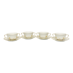 Ch Field Haviland Limoges Bouillon Cups & Saucers Set of 4