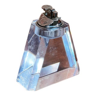 Vintage Oversized Lucite Pyramid Table Lighter For Sale