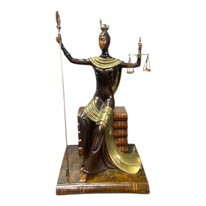 Late 20th Century Erte (Romain De Tirtoff) “Justice” Limited 4/500 Bronze Goddess Sculpture Signed & Stamped