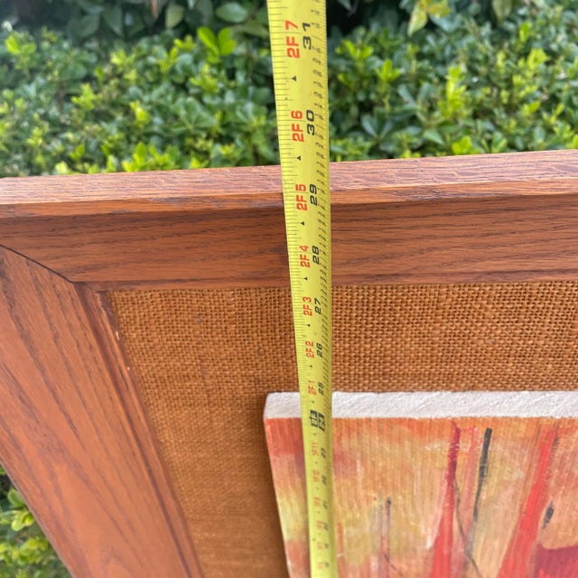 1960s Large Mid Century Modern Ship Art W Orange Background Signed Juanita Bowlin ‘63 For Sale - Image 5 of 5