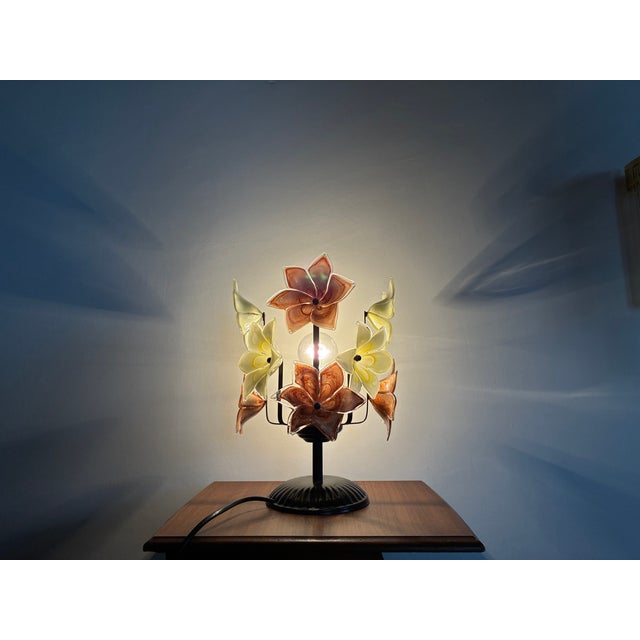 Vintage Italian Murano Style Floral Table Lamp For Sale - Image 6 of 16