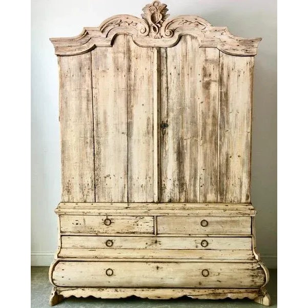 18th Century Dutch Beached Oak Two-Piece Cabinet For Sale - Image 9 of 9