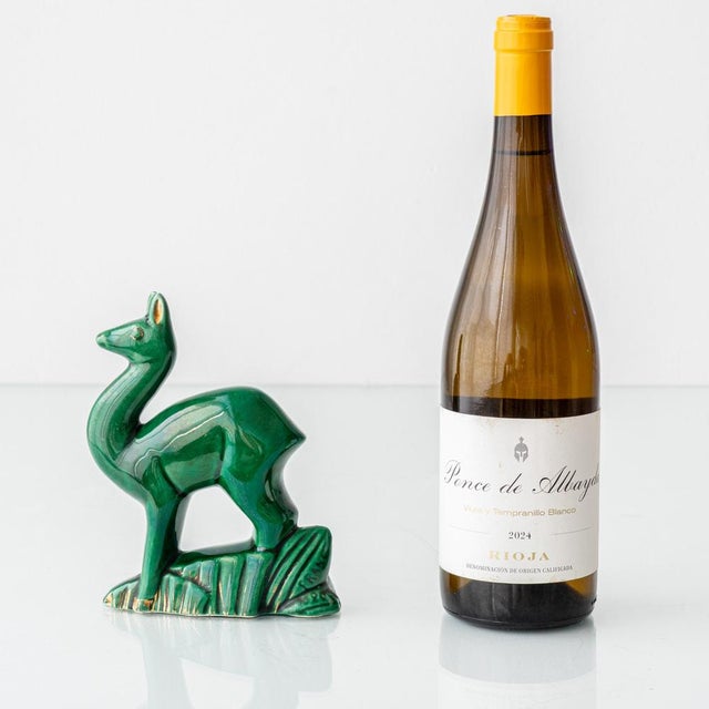 Art Deco Saint-Clément Emerald Green Ceramic Deer Sculpture by Charles Lemanceau, France, 1930s For Sale - Image 9 of 10