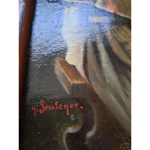 Vintage Oil Painting of a Monk in a Wine Cellar by Eduard Von Grützner For Sale - Image 4 of 6