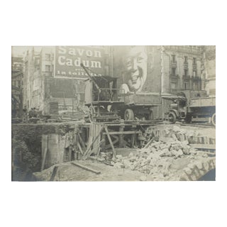 Construction on Blvd Haussmann, Paris 1926 - Silver Gelatin B and W Photography For Sale