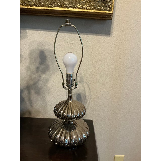 Late 20th Century Mid Century Modern Ribbed Chrome Table Lamp, For Sale - Image 12 of 12
