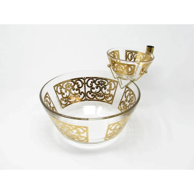 Georges Briard Vintage Georges Briard Spanish Gold 2-Tier Serving Bowl With 22k Decoration For Sale - Image 4 of 13