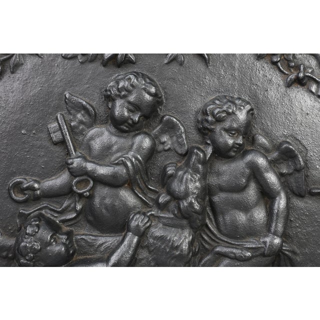 Metal Antique Rococo Style Fireback in Cast Iron, France, 1780 For Sale - Image 7 of 16
