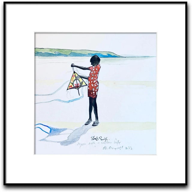 Realism "Boy With a Broken Kite" Contemporary Original Expressionist Figurative Drawing by Shabs Beigh For Sale - Image 3 of 5