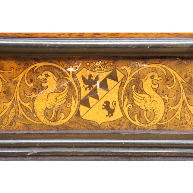 Antique Victorian Oak Grand Tour Box Neoclassical Inlay Greek Key Vanity Drawer For Sale - Image 12 of 16