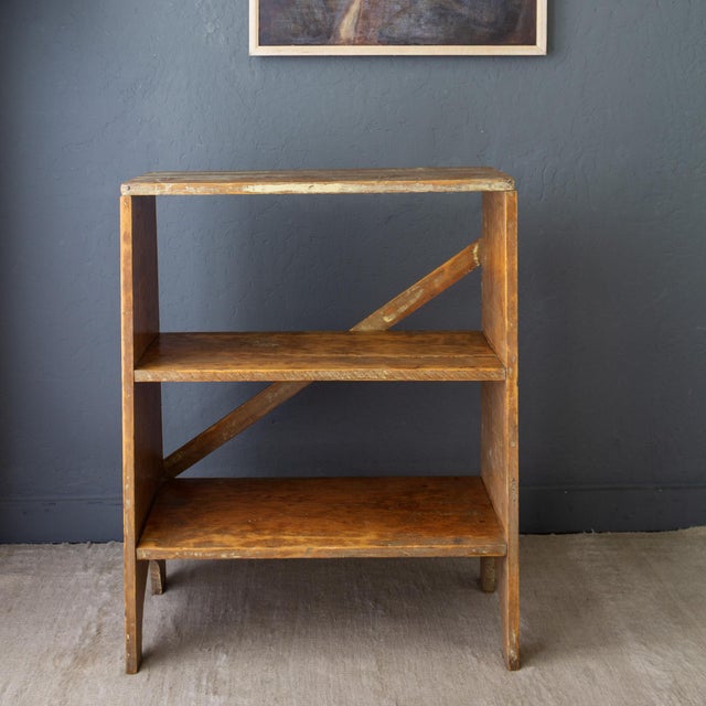 Rustic Farmhouse Bucket Bench Bookshelf With Ogee Arched Bracket Feet For Sale - Image 12 of 16